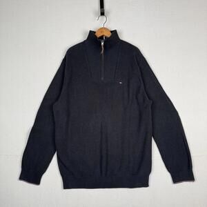 Tommy‎ Hilfiger Quarter Zip XXL Black Pima Cotton/Cashmere Sweater Pullover